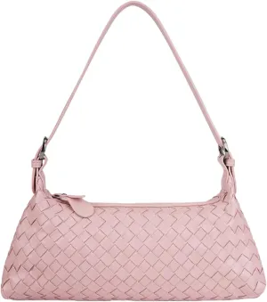 Woven Shoulder Bags for Women, Small Crossbody Handbags Vegan Leather Hobo Purse Trendy Crescent Tote Bag Cute Clutch
