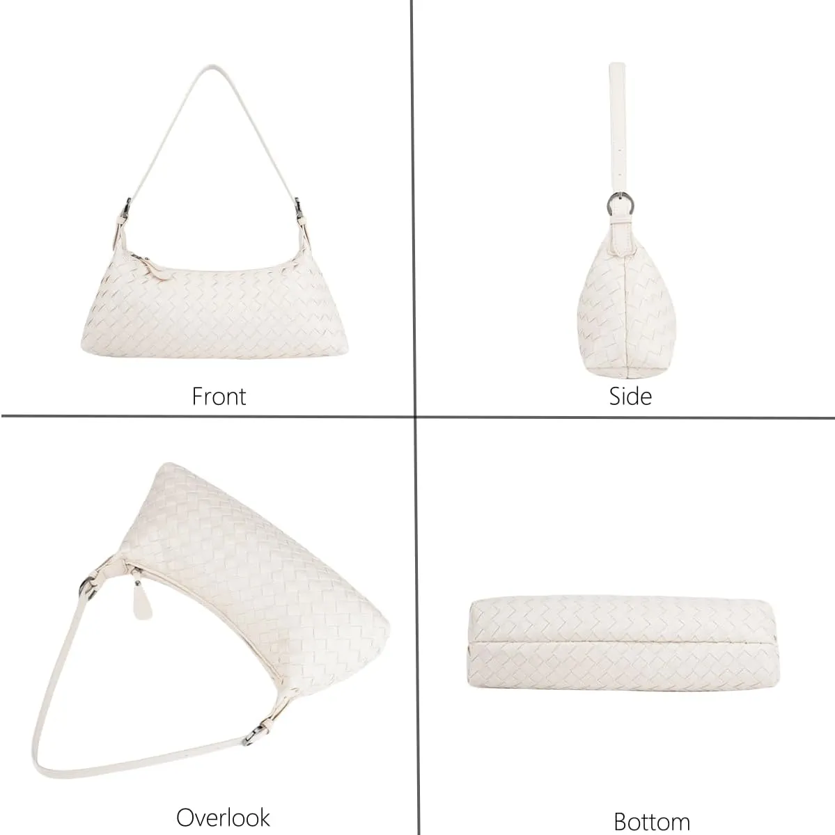 Woven Shoulder Bags for Women, Small Crossbody Handbags Vegan Leather Hobo Purse Trendy Crescent Tote Bag Cute Clutch