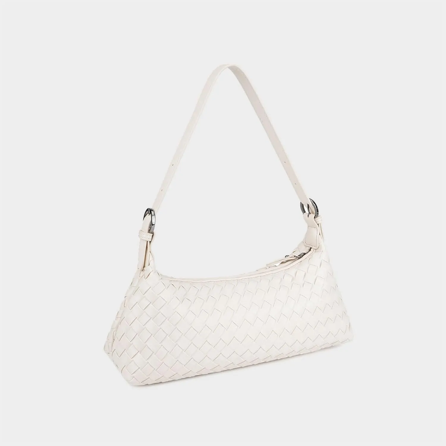 Woven Shoulder Bags for Women, Small Crossbody Handbags Vegan Leather Hobo Purse Trendy Crescent Tote Bag Cute Clutch
