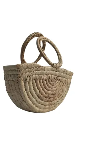 Woven Straw Bag, Natural Rattan Handbag with Double Handles, Lightweight Boho Bag for Casual, Beach, and Everyday Use
