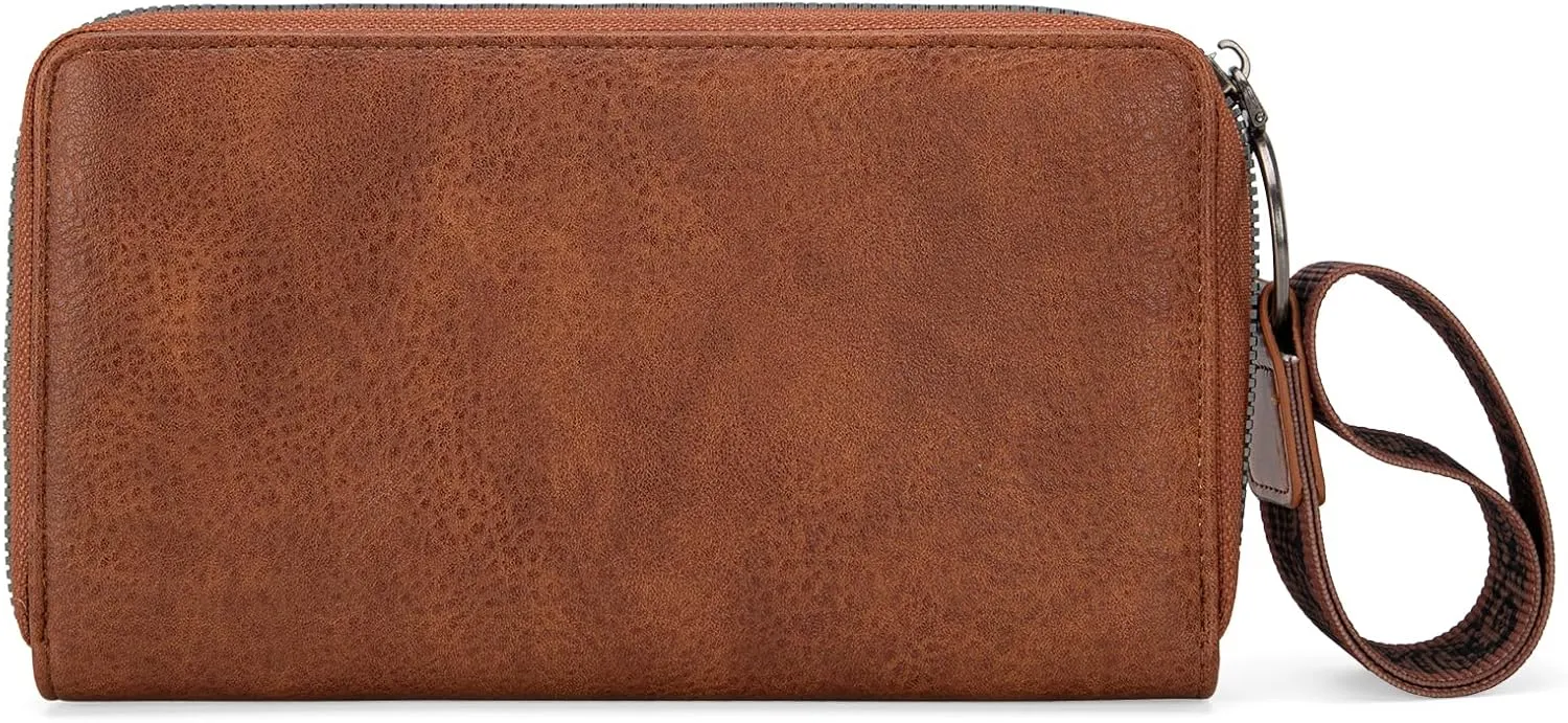 Wrangler Wristlet Western Wallet for Women Floral Tooled Clutch Boot Stitch Bifold Wallet with Card Holder