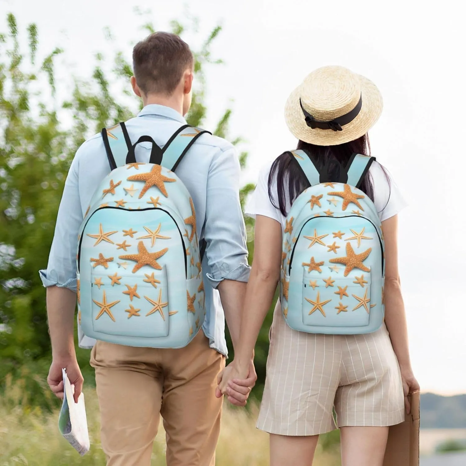 WURTON 3d Beautiful Maritime Summer Print Large Backpack Casual Laptop Backpack Computer Bag Travel Daypack For Women Men