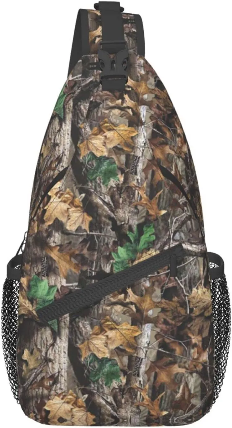 WURTON Cold Tree Camouflage Print Crossbody Backpack Shoulder Bag Cross Chest Bag For Travel, Hiking Gym Tactical Use
