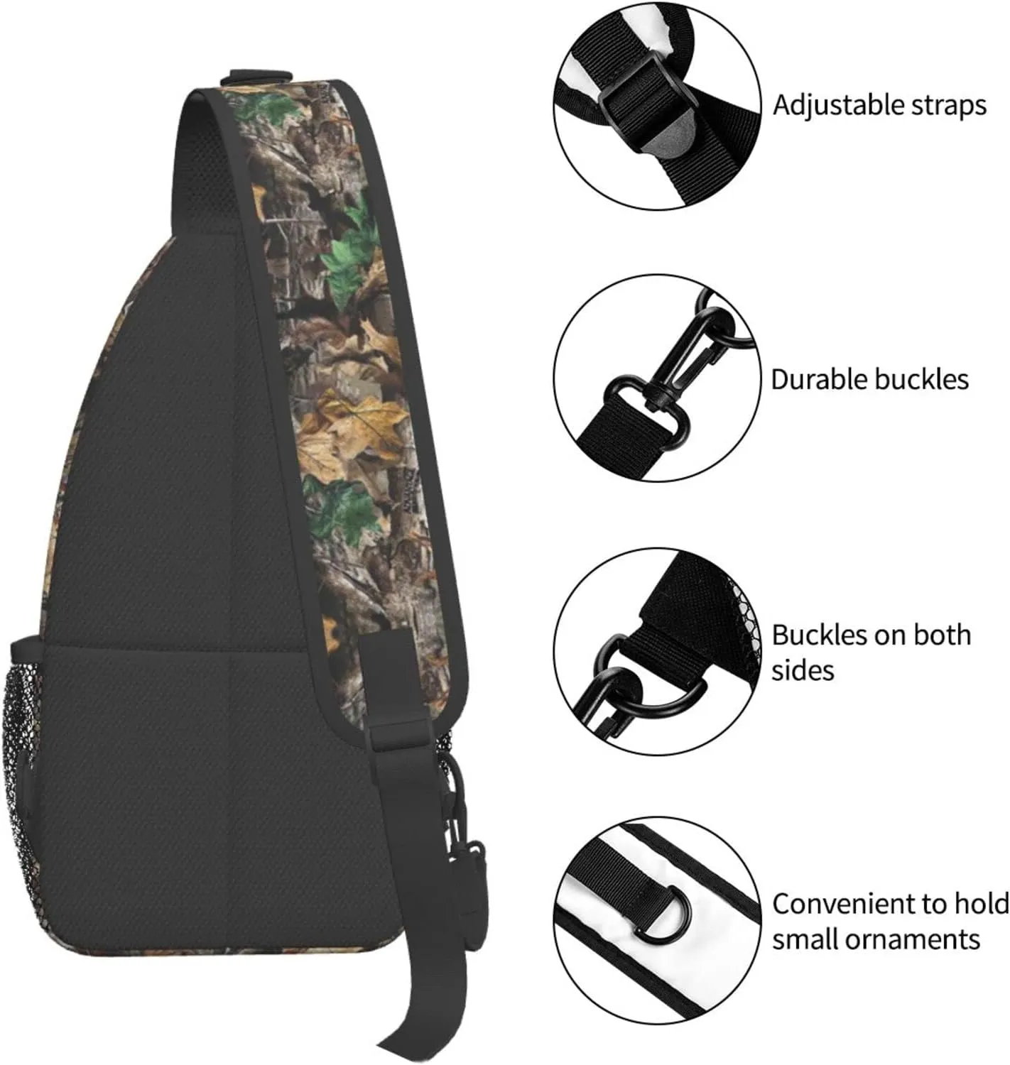 WURTON Cold Tree Camouflage Print Crossbody Backpack Shoulder Bag Cross Chest Bag For Travel, Hiking Gym Tactical Use