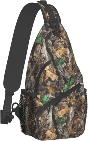 WURTON Cold Tree Camouflage Print Crossbody Backpack Shoulder Bag Cross Chest Bag For Travel, Hiking Gym Tactical Use