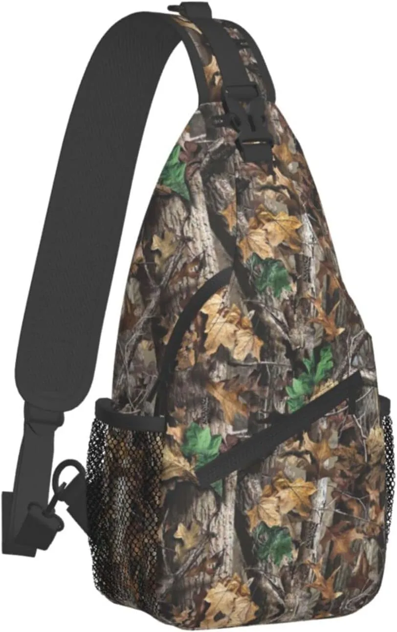 WURTON Cold Tree Camouflage Print Crossbody Backpack Shoulder Bag Cross Chest Bag For Travel, Hiking Gym Tactical Use