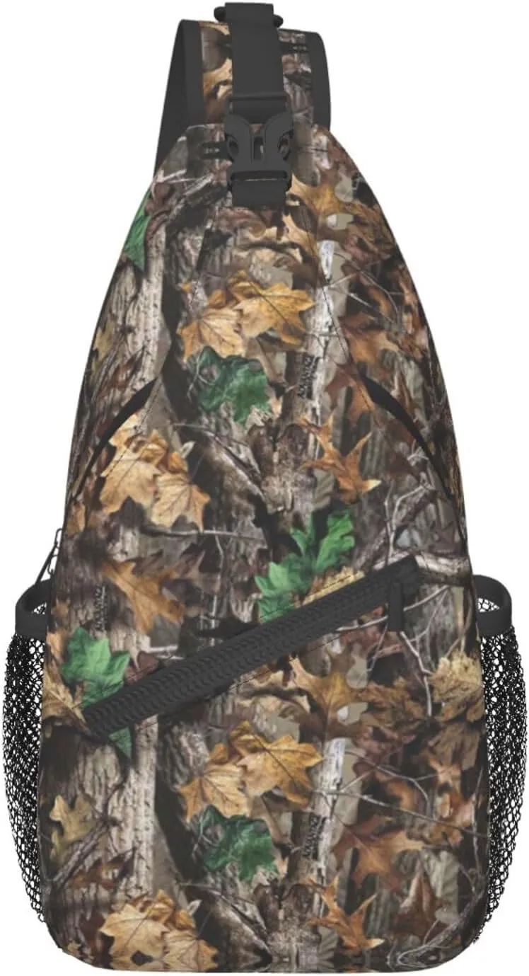 WURTON Cold Tree Camouflage Print Crossbody Backpack Shoulder Bag Cross Chest Bag For Travel, Hiking Gym Tactical Use