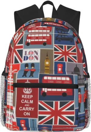 WURTON England Symbols Print Backpack Versatile Casual Bag For Travel, Work Sports Fashionable,Backpacks