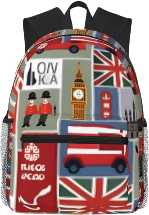 WURTON England Symbols Print Backpack Versatile Casual Bag For Travel, Work Sports Fashionable,Backpacks