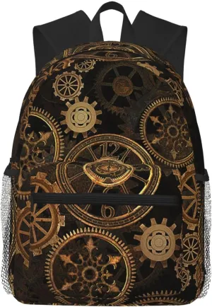 WURTON Gears Clock Bronze Century Print Backpack Versatile Casual Bag For Travel, Work Sports Fashionable,Backpacks