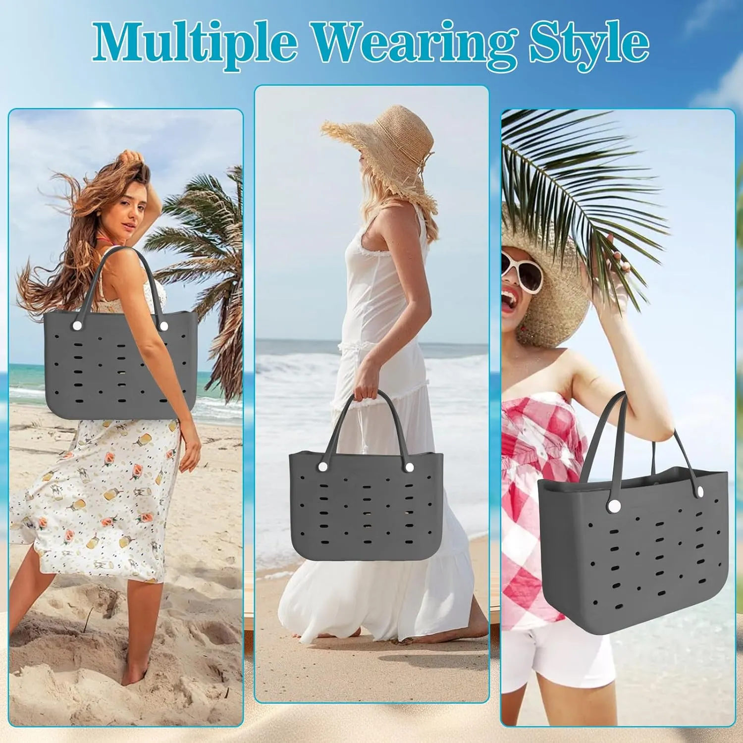 X-Large Rubber Beach Tote for Men & Women, Large Capacity Travel Bag for Boat & Pool