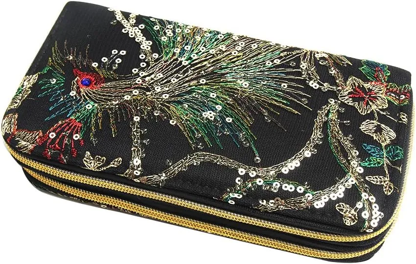 Ximimark 1 pcs New National Wind Embroidered Bag Canvas Peacock Embroidery Small Handbag Portable Diagonal Purse