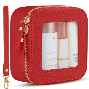XUGUXA Clear Makeup Bag | Mini Makeup Bag | Small Makeup Bag/Small Cosmetic Bag for Purse | Cute Leather Makeup Pouch | Purse Organizer | Car Travel Purse Essentials for Women (Red Mini)