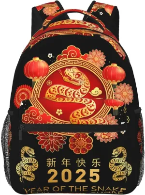 Year Of The Snake 2025 New Year Backpacks 15 Inch Laptop Backpack Multipurpose Double Shoulder Bag For Men Women Gifts