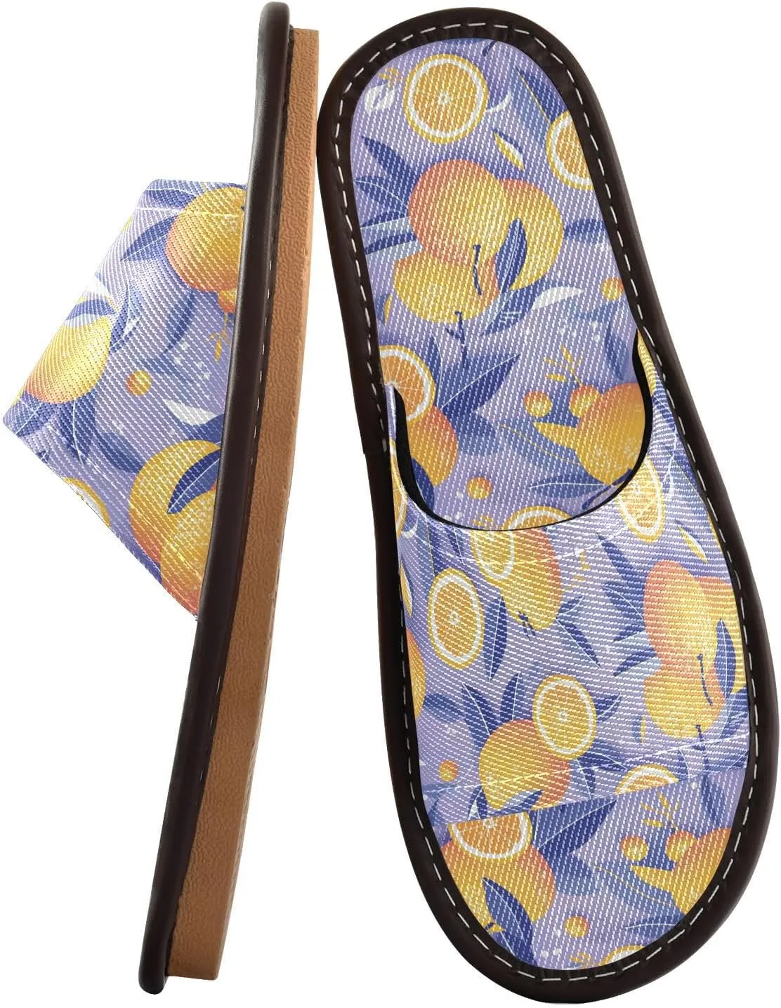 Yellow Oranges Purple Men Women's Shower Slippers Reusable Anti-slip Sandals for Travel Outdoor Indoor