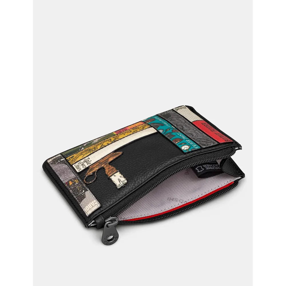Yoshi Dickens Bookworm Zip Top Black Leather Purse