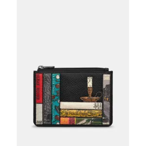 Yoshi Dickens Bookworm Zip Top Black Leather Purse