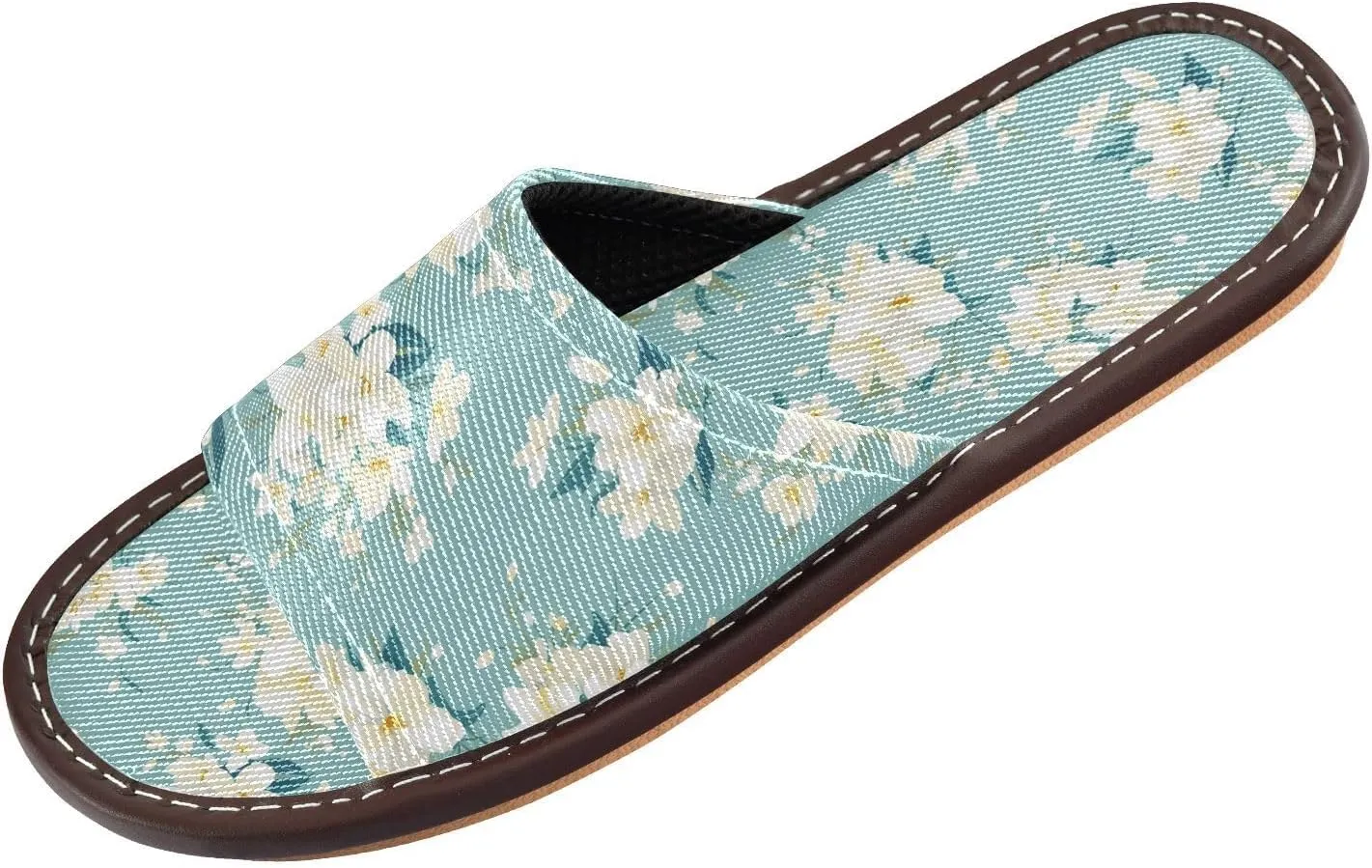 Yuiboo FLOWER and whites Green Mens Spa Shower Slippers Summer Dorm Home Slides for Hotel Beach Beach