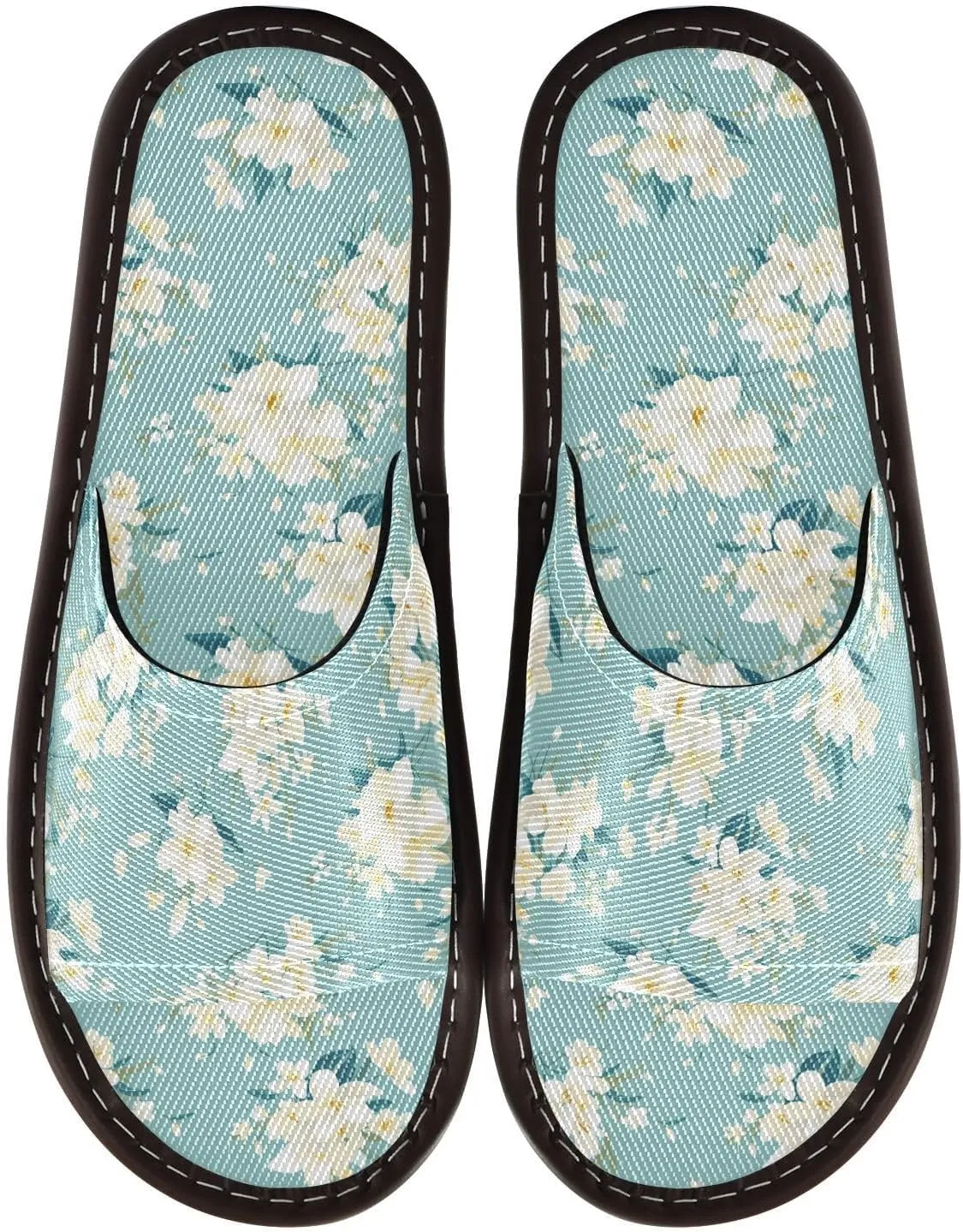 Yuiboo FLOWER and whites Green Mens Spa Shower Slippers Summer Dorm Home Slides for Hotel Beach Beach