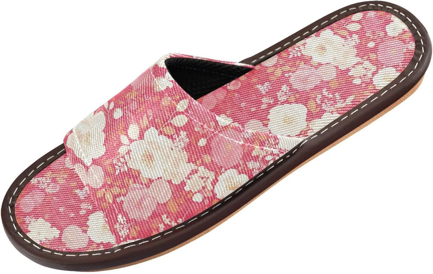 Yuiboo Pink White Carnation Flowers Men Women's Spa Shower Slippers Reusable Dorm Home Slides for Indoor Indoor Hotel