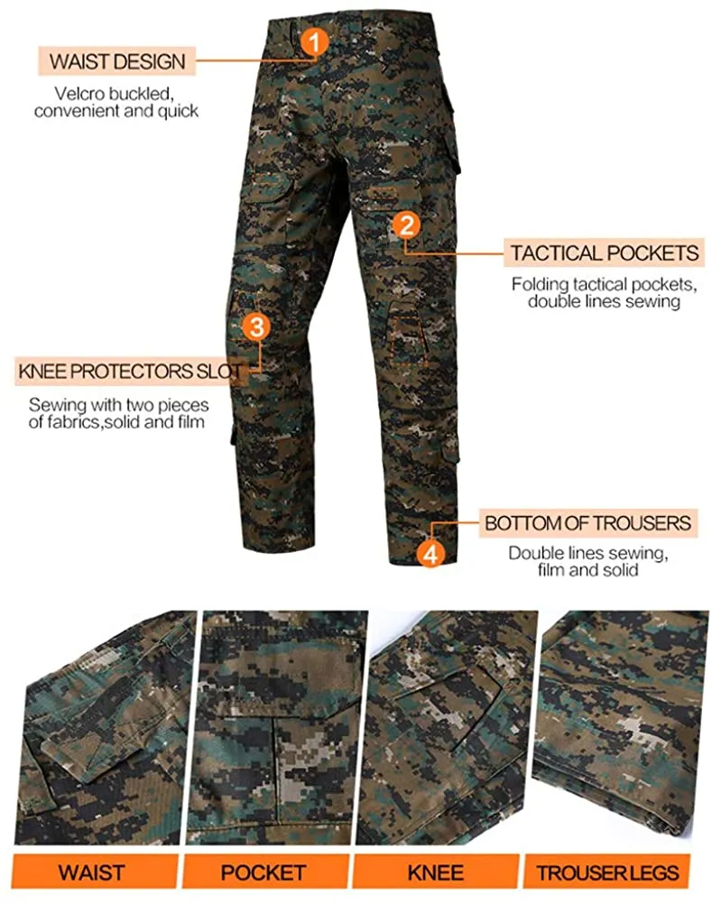 YUSHOW Military Uniforms for Men Tactical Combat Shirt and Pants