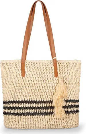 YXILEE Straw Bag for Women - Summer Beach Bag Foldable Woven Tote Bags