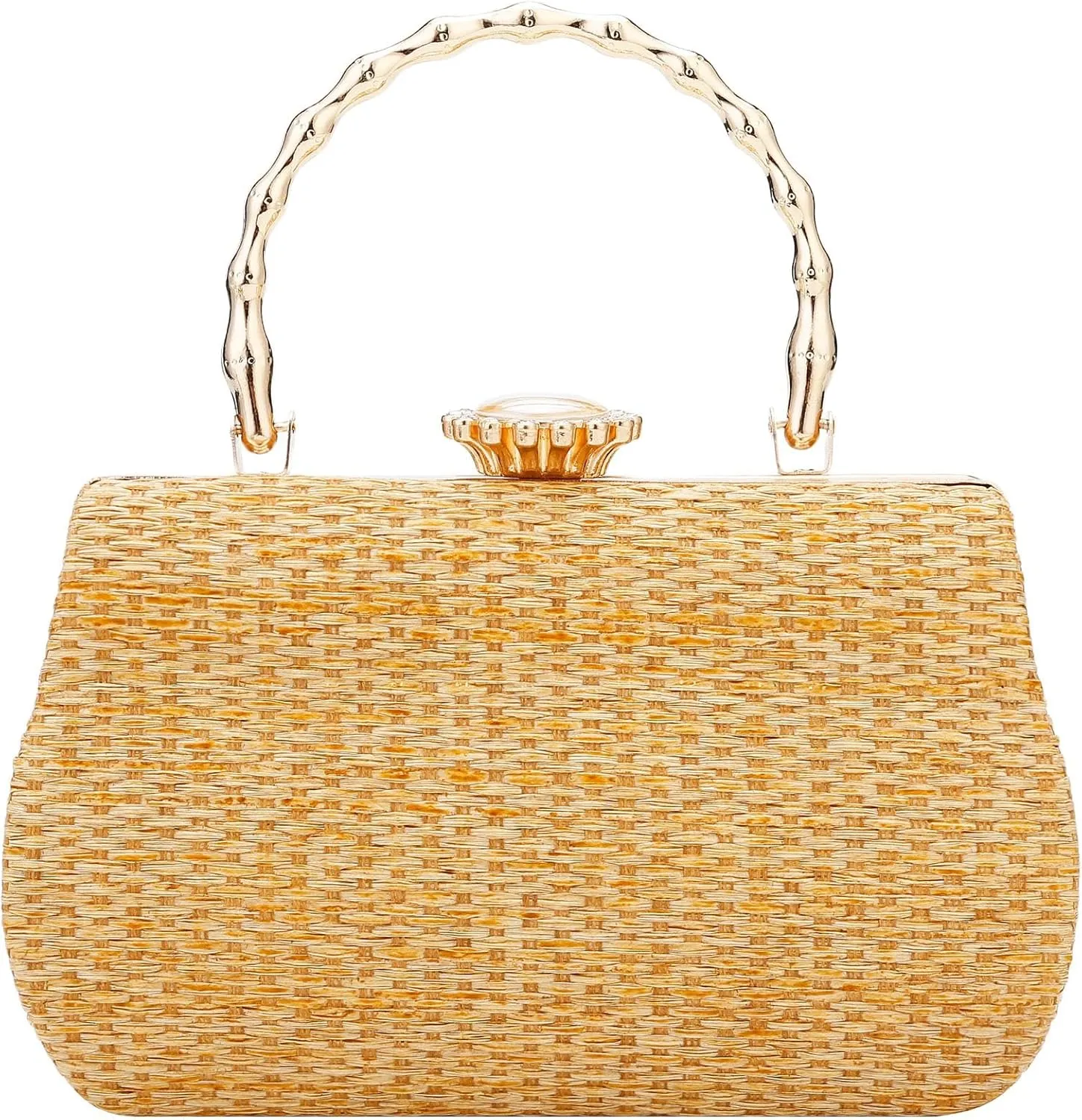 YYW Straw Beach Tote Bag Summer Women Handbags Vacation Shoulder Purse with Chain Woven Bag Gifts