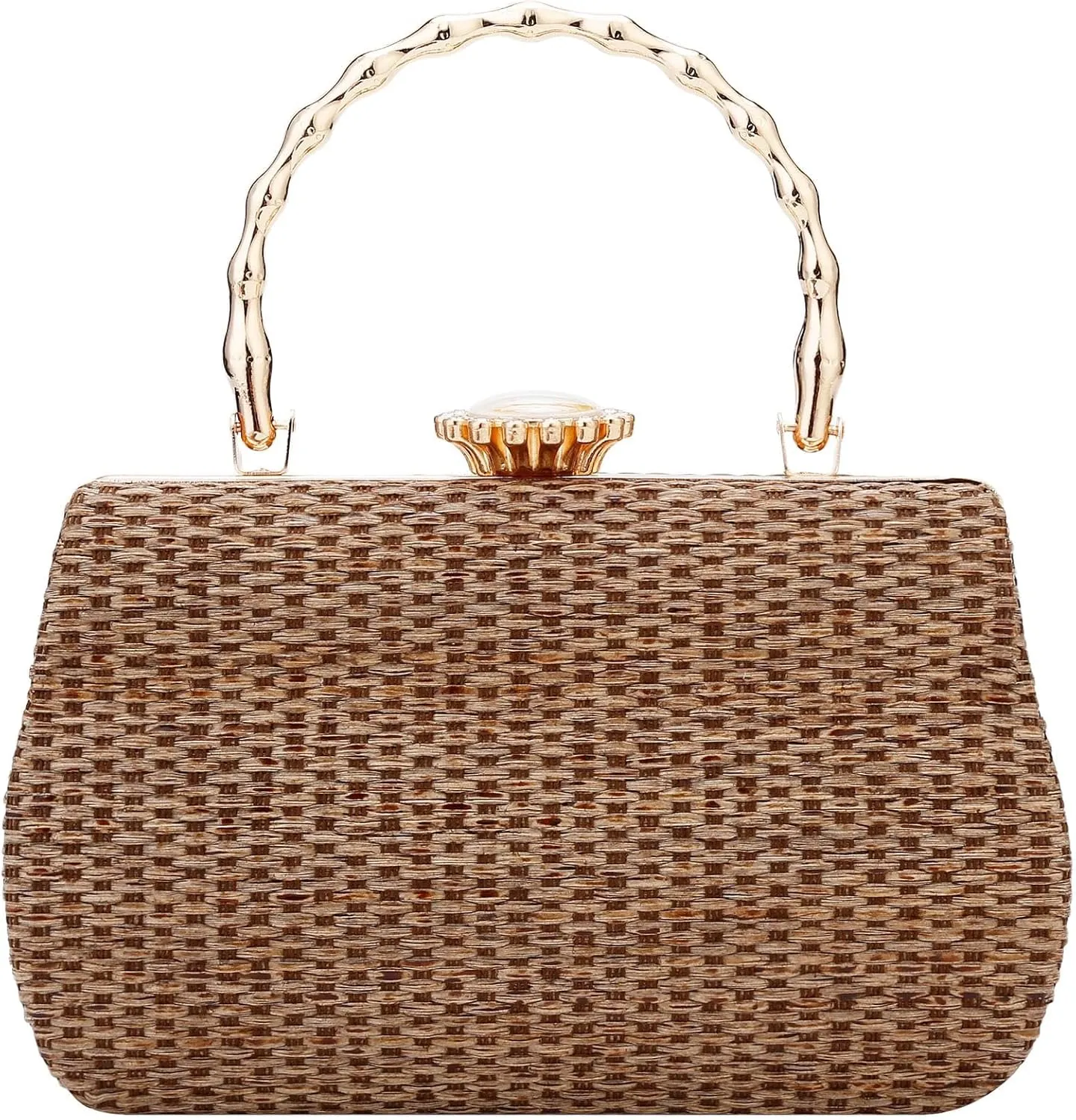YYW Straw Beach Tote Bag Summer Women Handbags Vacation Shoulder Purse with Chain Woven Bag Gifts