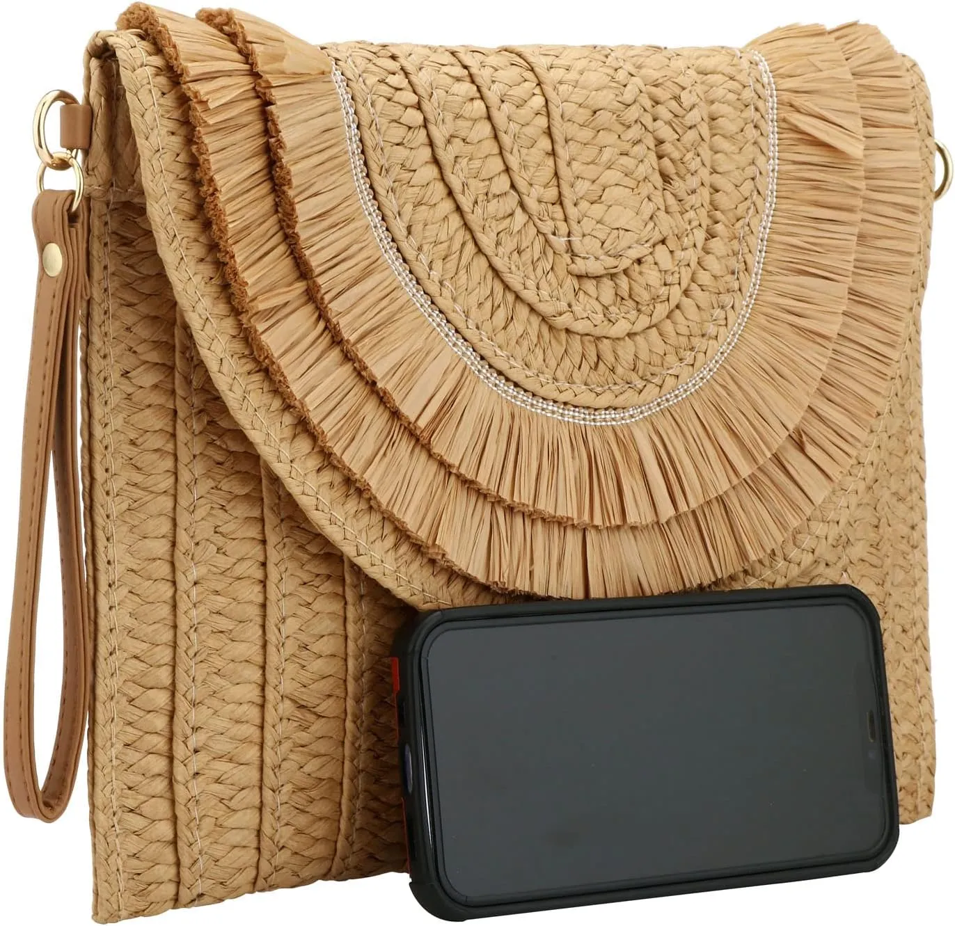 YYW Straw Clutch,Straw Handbag Clutch for Women Summer Beach Straw Woven Envelope Purse Wallet