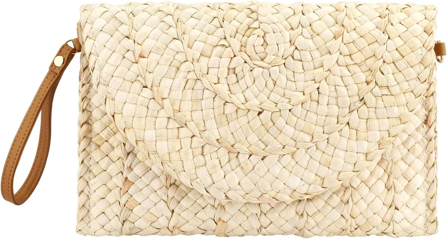 YYW Summer Straw Clutch Envelope Woven Shoulder Bag Crossbody Handbag Purse Wallet for Women
