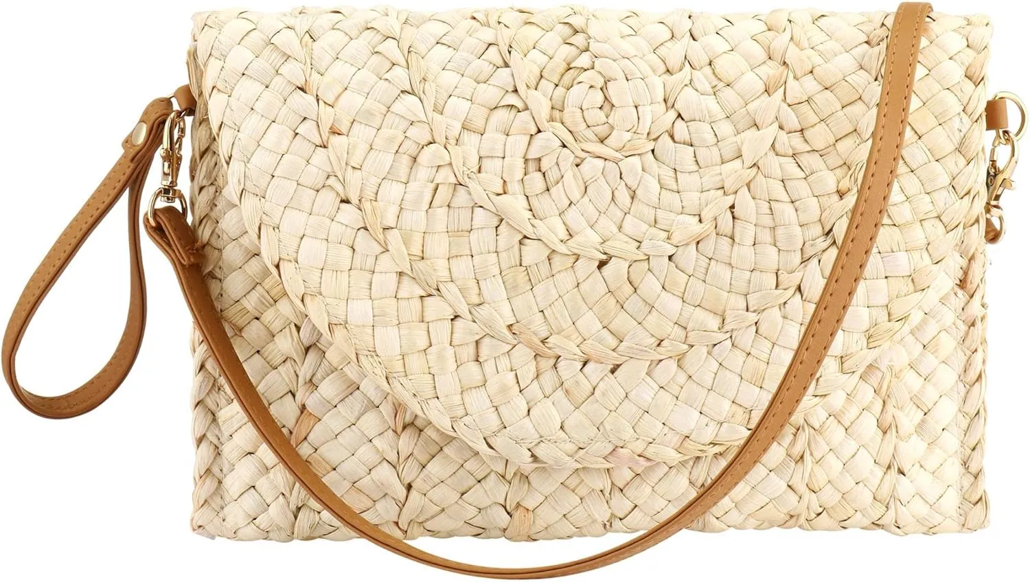 YYW Summer Straw Clutch Envelope Woven Shoulder Bag Crossbody Handbag Purse Wallet for Women