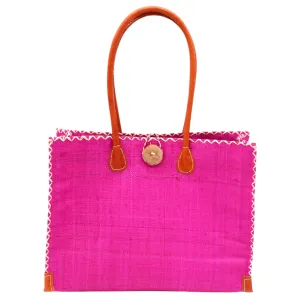 Zafran Pink Straw Beach Bag