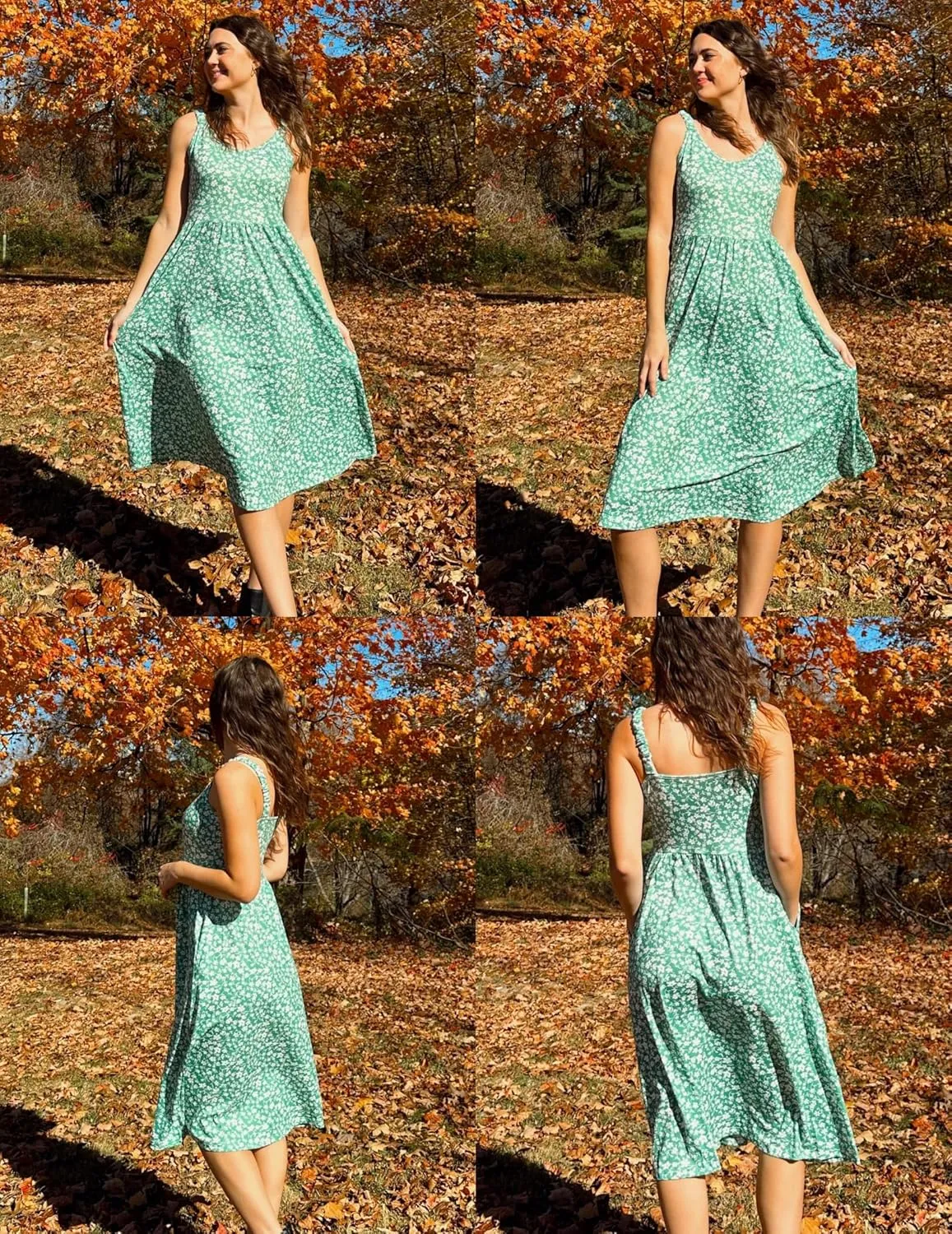 Zeagoo Womens Summer Dress Casual Flutter Boho Floral V Neck Flowy Midi A-Line Beach Vacation Sundresses with Pockets