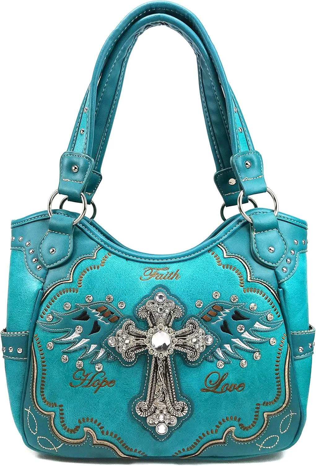 Zelris Faith Love Hope Cross Angel Wing Women Conceal Carry Women Tote Purse Set