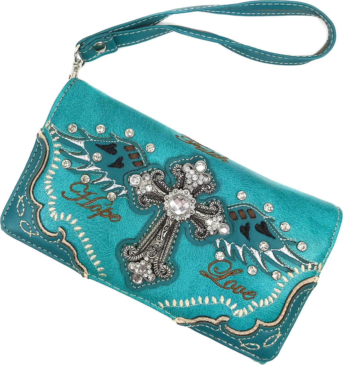 Zelris Faith Love Hope Cross Angel Wing Women Conceal Carry Women Tote Purse Set