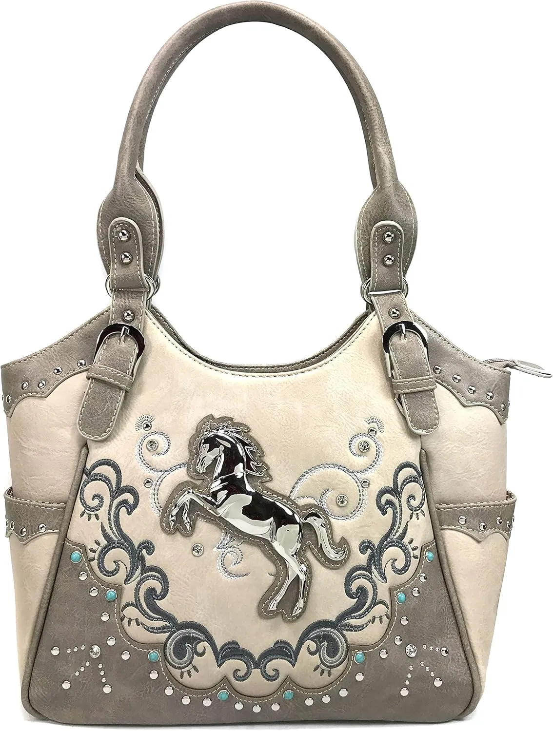Zelris Western Mustang Horse Turquoise Conceal Carry Women Tote Purse Wallet Set