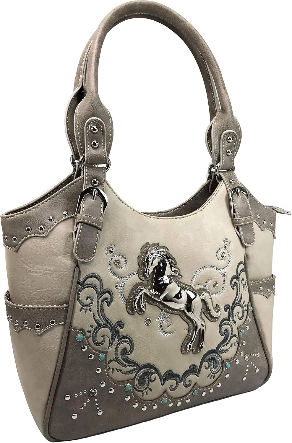 Zelris Western Mustang Horse Turquoise Conceal Carry Women Tote Purse Wallet Set