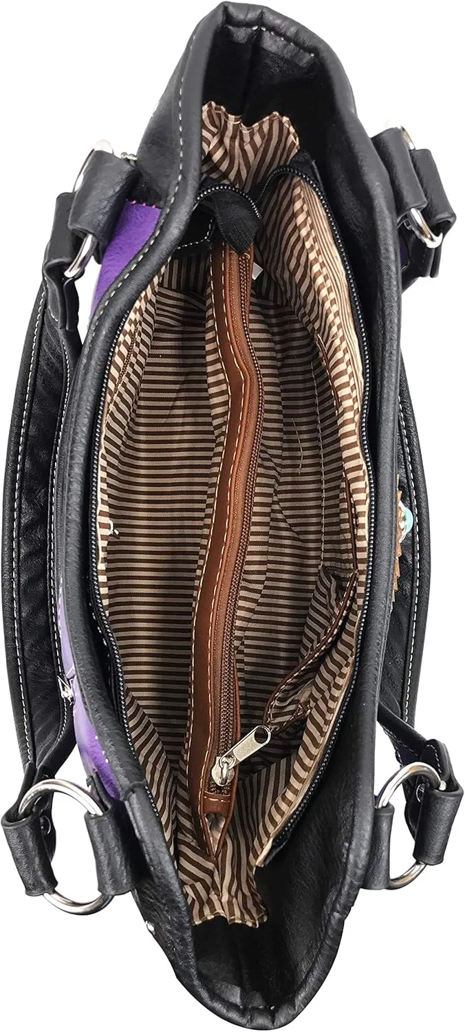 Zelris Western Mustang Horse Turquoise Conceal Carry Women Tote Purse Wallet Set