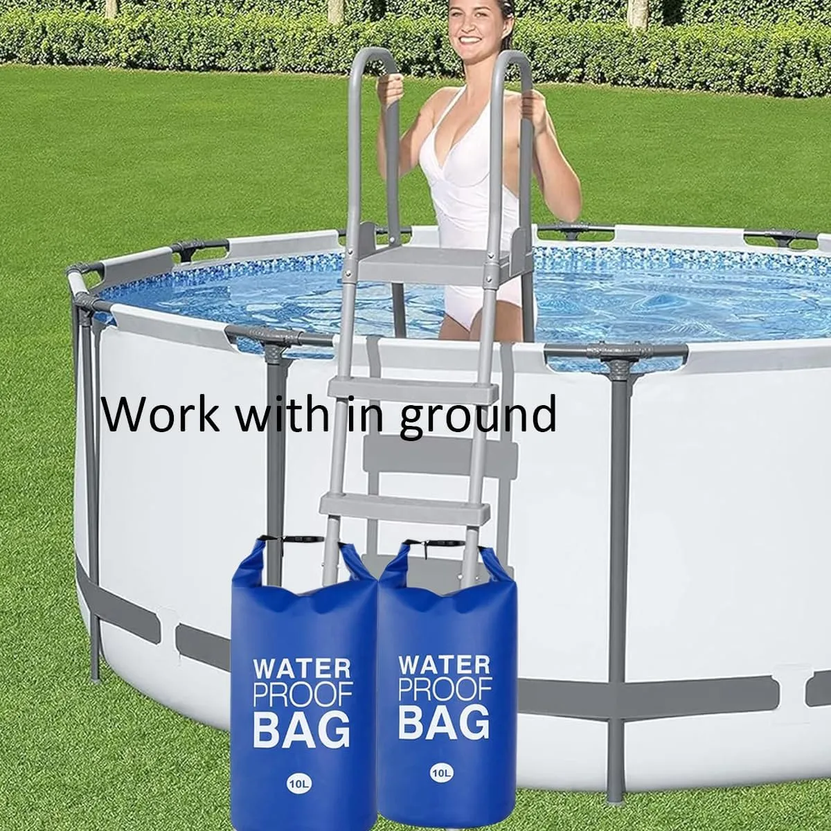 ZLY 2PCS Pool Ladder Step Weights 250D PVC Waterproof Swimming Pool Ladder Dry Bag Sand Bags Weights 10L for Above/Under Ground Pools Blue