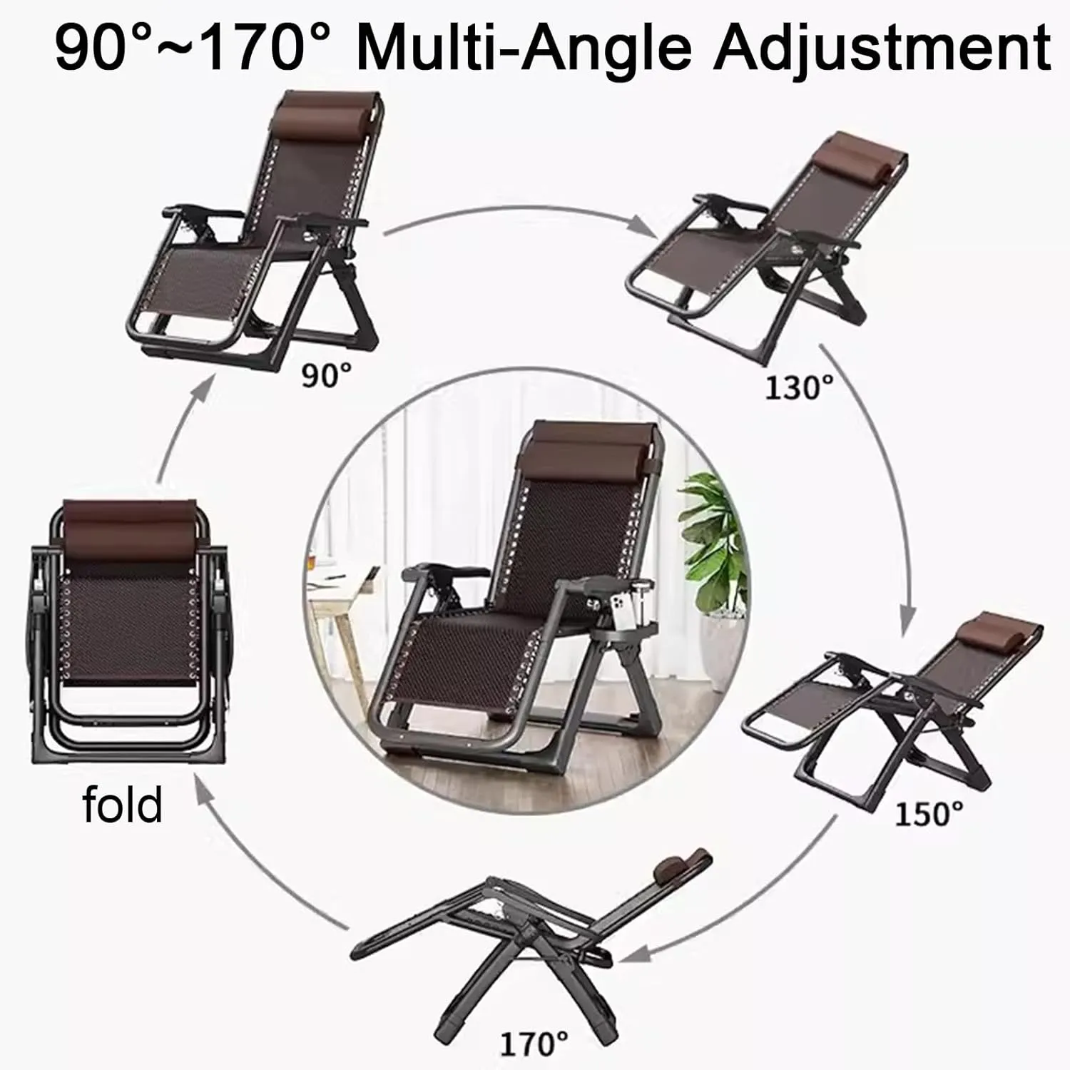 ZTGL I, Reclining Camping Chair for Patio, Folding Camping Cot for Adults, Folding Lounge Chair with Headrest, Portable Sunbathing Lounge Chairs, Folding Cot