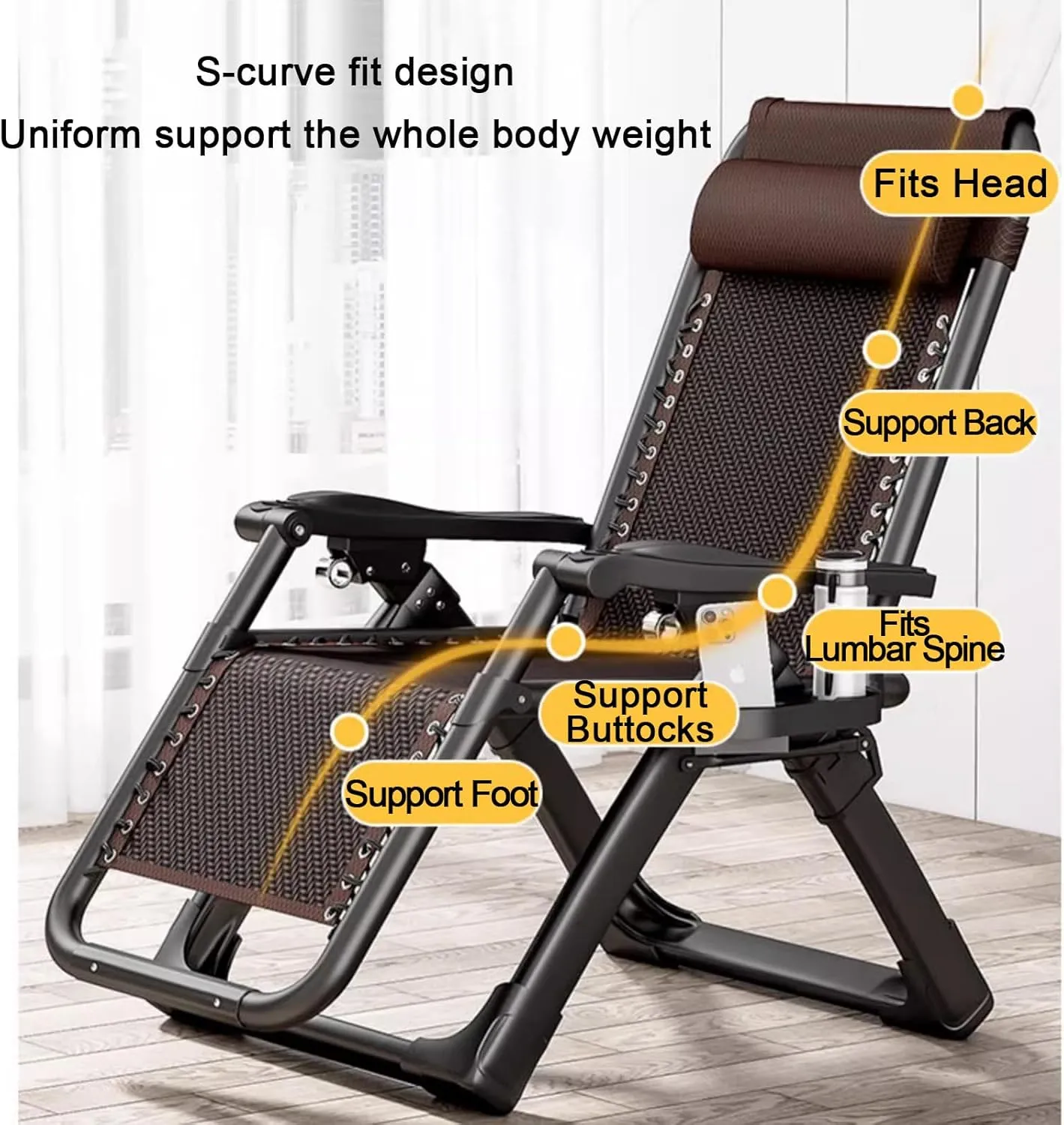 ZTGL I, Reclining Camping Chair for Patio, Folding Camping Cot for Adults, Folding Lounge Chair with Headrest, Portable Sunbathing Lounge Chairs, Folding Cot
