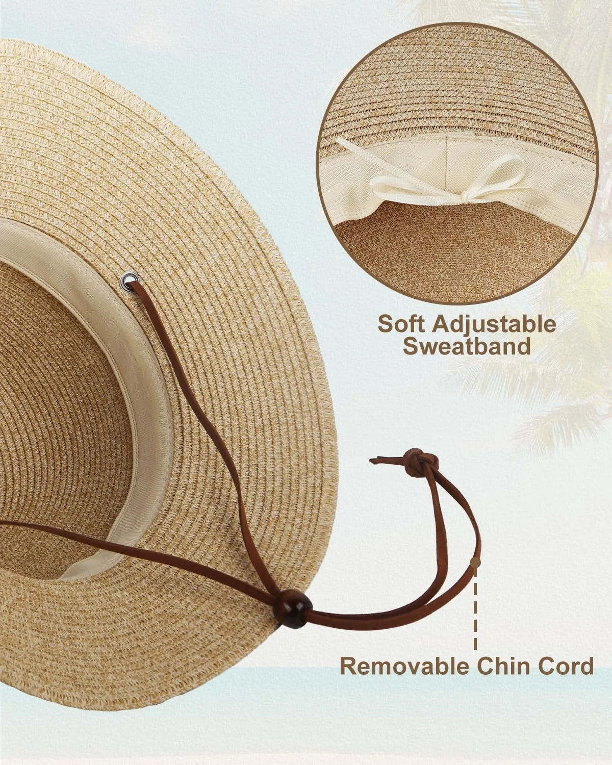 Zylioo 2XL/XL/L/M/S Womens Straw Hat,Wide Brim Sun Protection Beach Hats,UPF 50  Floppy Summer Hat for Small Heads