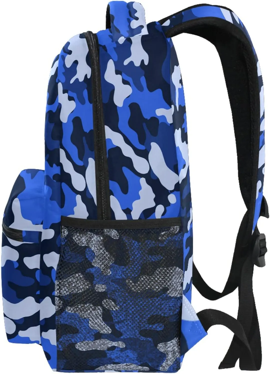 ZZKKO Camo Camouflage Blue School Backpacks Book Bag for Boys Girls Travel Hiking Camping Daypack Work Laptop Backpack